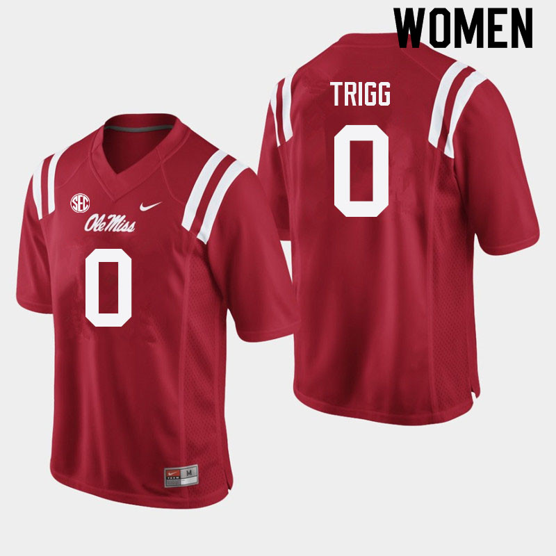 Michael Trigg Ole Miss Rebels NCAA Women's Red #0 Stitched Limited College Football Jersey ZCZ2258JC
